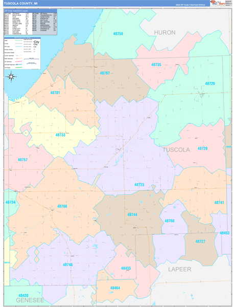 Tuscola County, MI Zip Code Map