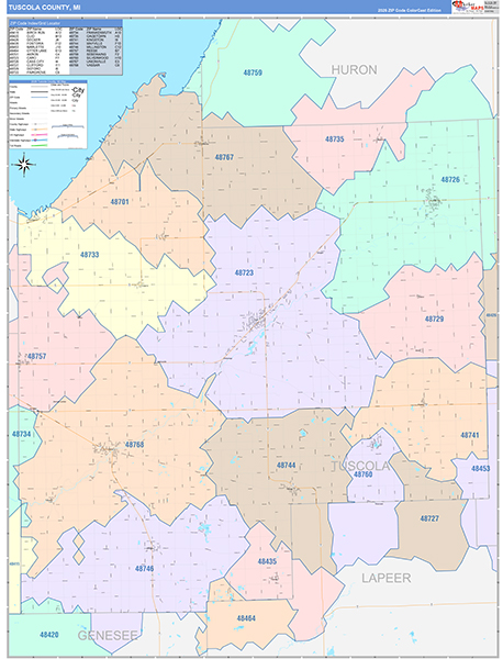 Tuscola County, MI Zip Code Map