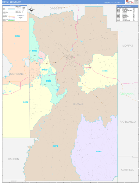 Uintah County, UT Zip Code Map