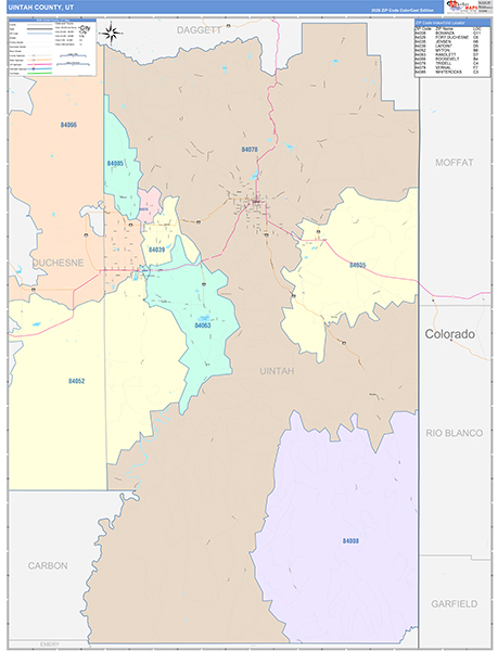 Uintah County, UT Zip Code Map