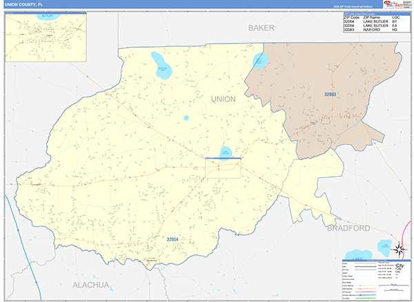 Union County, FL Zip Code Map