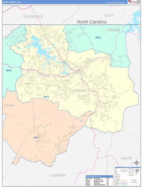 Union County, GA Zip Code Map