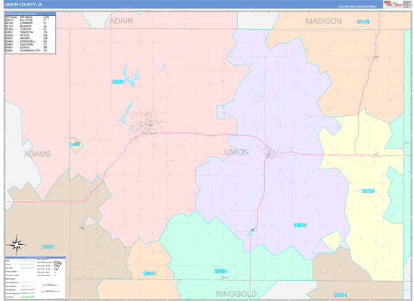 Union County, IA Zip Code Map