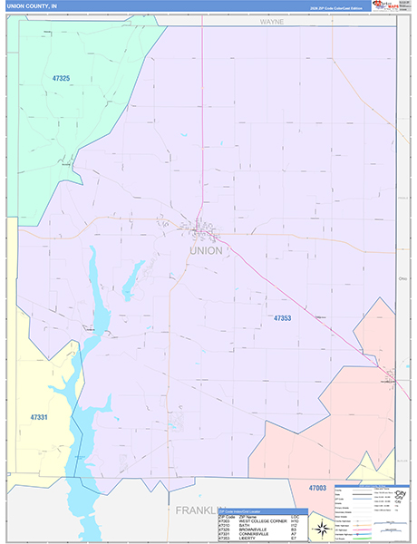 Union County, IN Zip Code Map