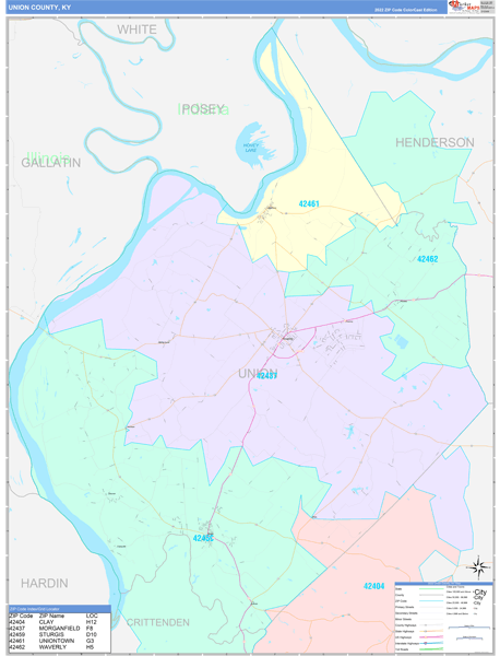 Union County, KY Zip Code Map