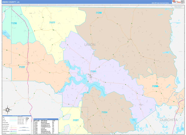 Union Parish (County), LA Wall Map
