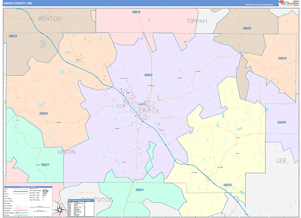 Union County, MS Zip Code Map