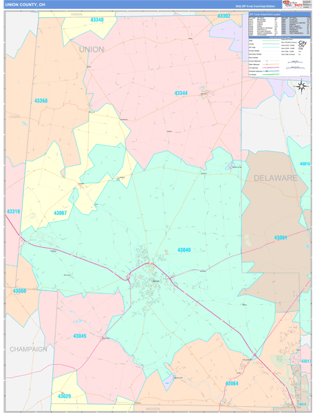 Union County, OH Zip Code Map