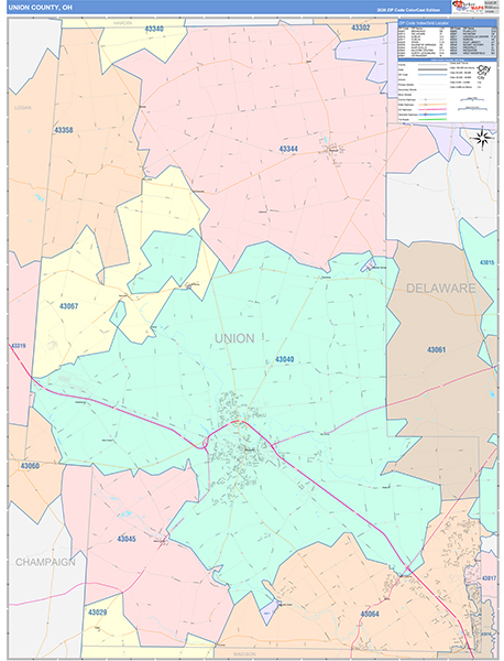 Union County, OH Zip Code Map