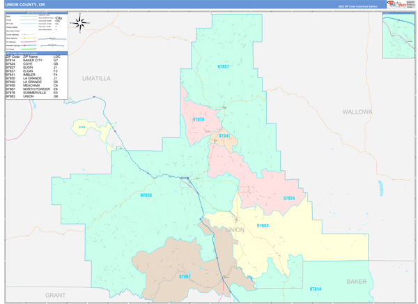 Union County, OR Wall Map