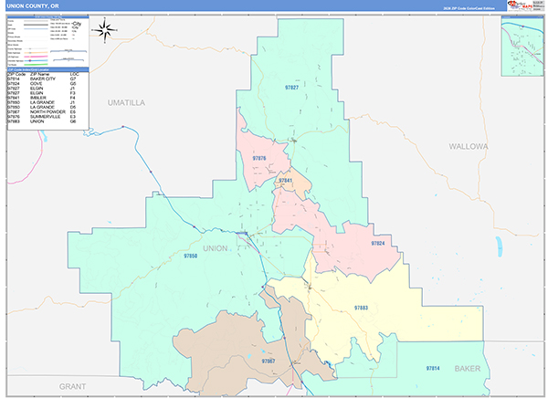 Union County, OR Wall Map