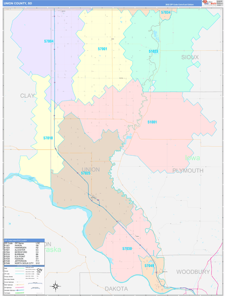 Union County, SD Zip Code Map