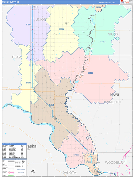 Union County, SD Zip Code Map