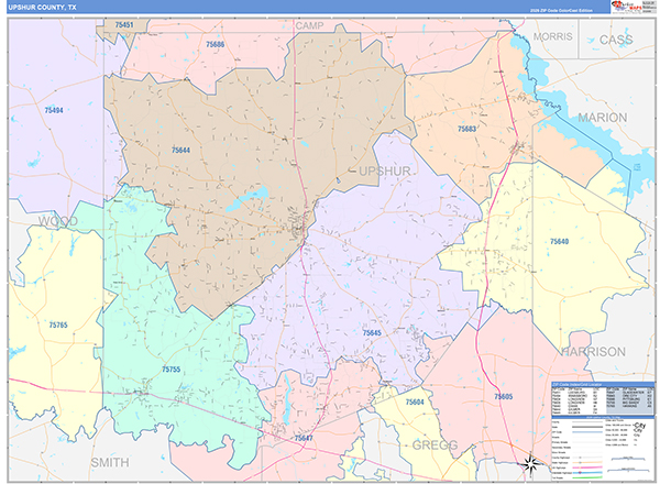 Upshur County, TX Zip Code Map
