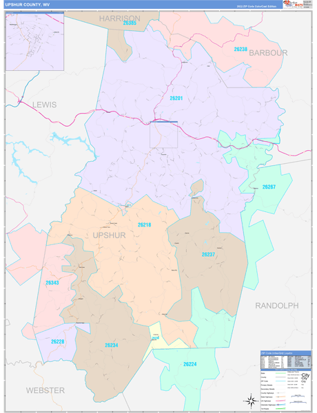 Upshur County, WV Wall Map