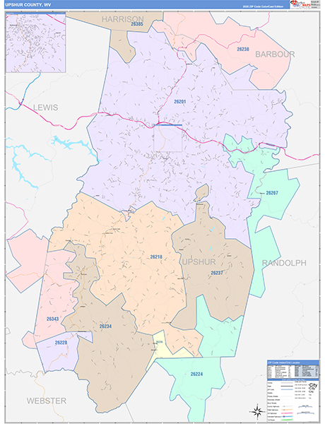 Upshur County, WV Zip Code Map