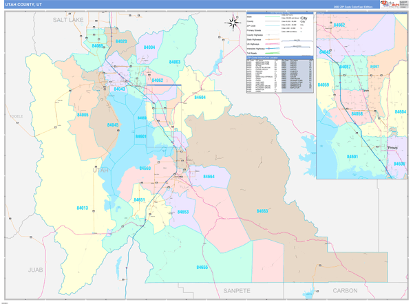 Utah County, UT Zip Code Map