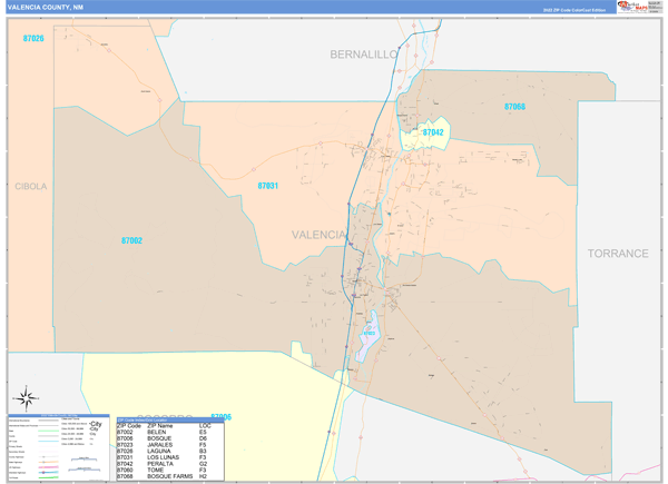 Valencia County Digital Map Color Cast Style