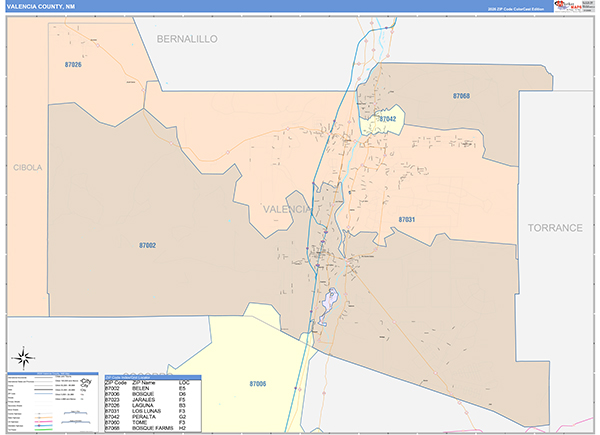 Valencia County, NM Zip Code Map