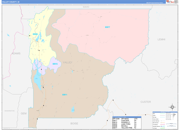 Valley County Digital Map Color Cast Style