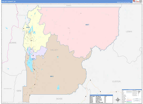Valley County, ID Zip Code Map