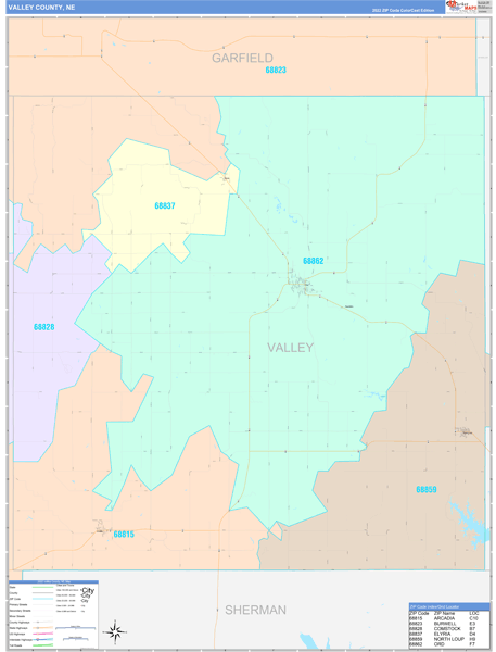 Valley County, NE Zip Code Map
