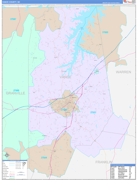 Vance County Digital Map Color Cast Style