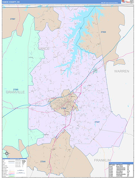 Vance County, NC Zip Code Map