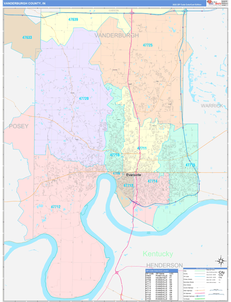 Vanderburgh County, IN Zip Code Map