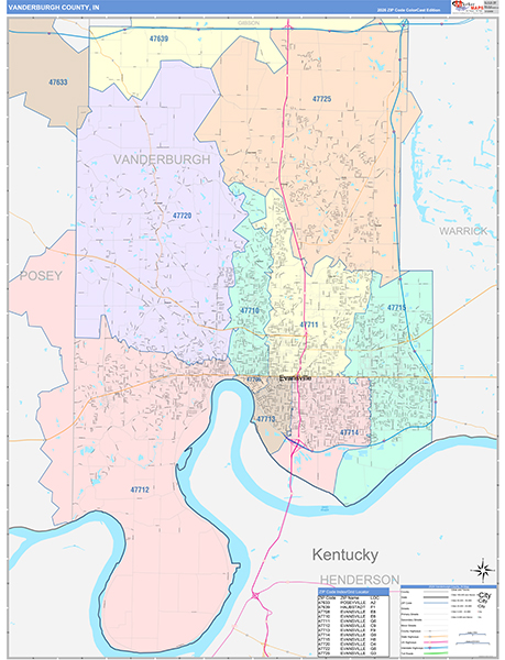 Vanderburgh County, IN Zip Code Map