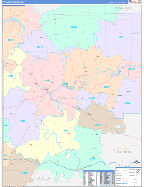 Venango County, PA Zip Code Map