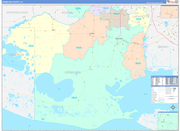 Vermilion Parish (County), LA Wall Map