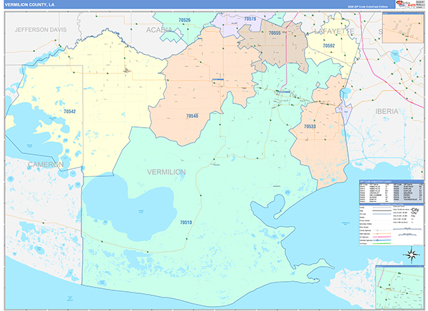 Vermilion Parish (County), LA Wall Map