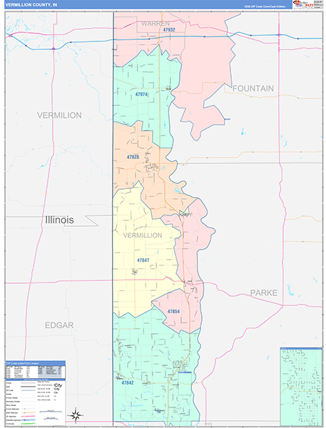 Vermillion County, IN Zip Code Map