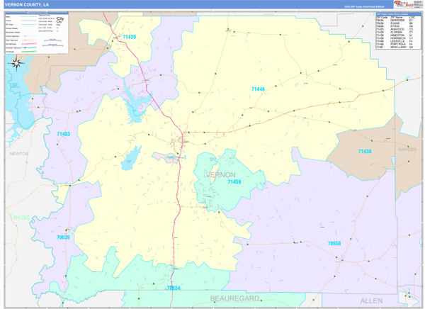 Vernon Parish (County), LA Wall Map
