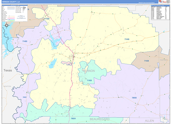 Vernon Parish (County), LA Wall Map