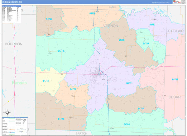 Vernon County, MO Zip Code Map