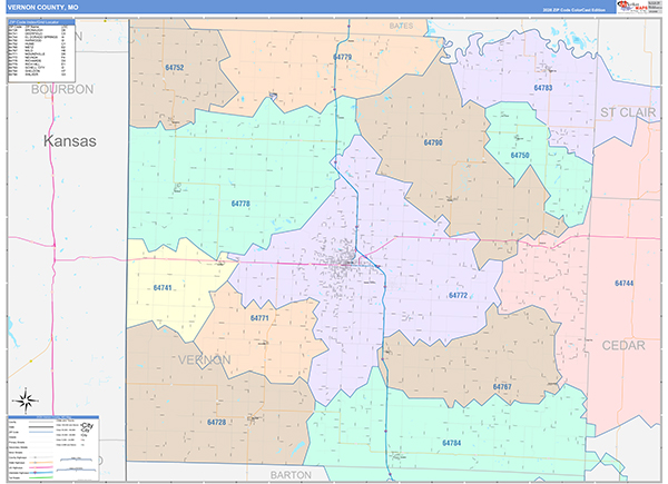 Vernon County, MO Wall Map