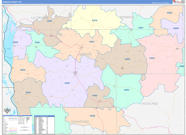 Vernon County, WI Wall Map