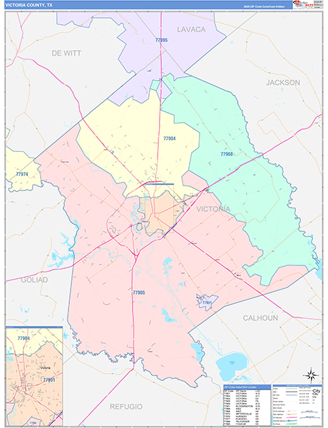 Victoria County, TX Zip Code Map