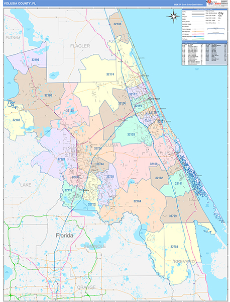 Volusia County, FL Wall Map