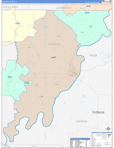 Wabash County, IL Zip Code Map