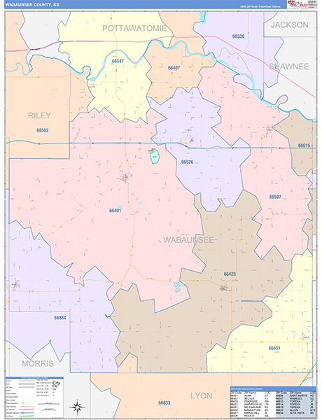 Wabaunsee County, KS Zip Code Map