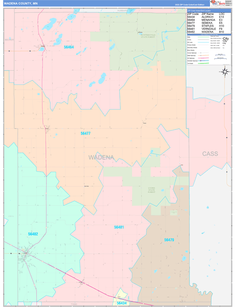 Wadena County, MN Wall Map
