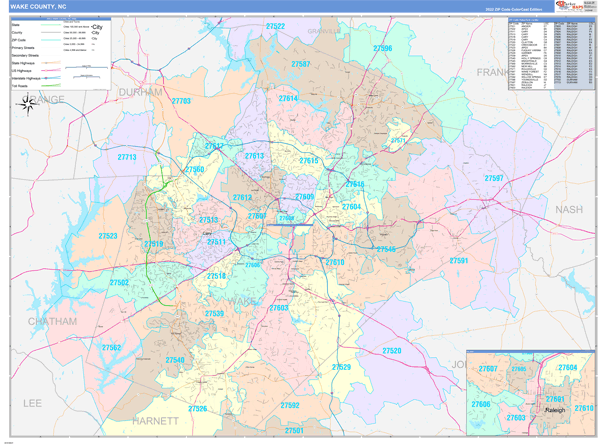 Wake County Digital Map Color Cast Style