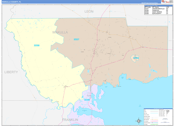 Wakulla County Digital Map Color Cast Style