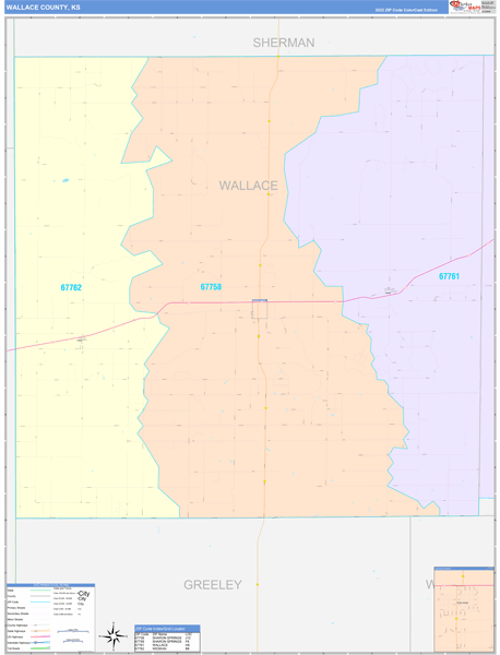 Wallace County Digital Map Color Cast Style