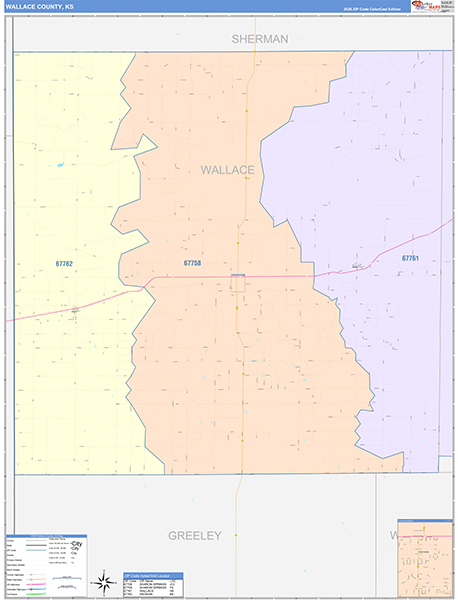Wallace County, KS Wall Map