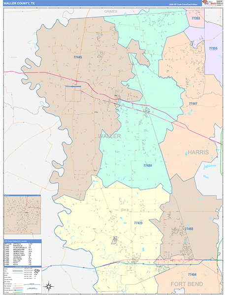 Waller County, TX Wall Map