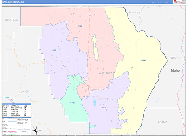 Wallowa County, OR Wall Map